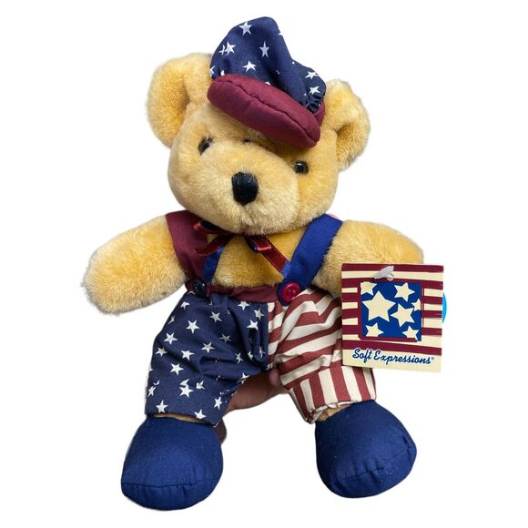 Vtg Mty international patriotic Collectible millenium teddy bear Plush - Picture 1 of 9